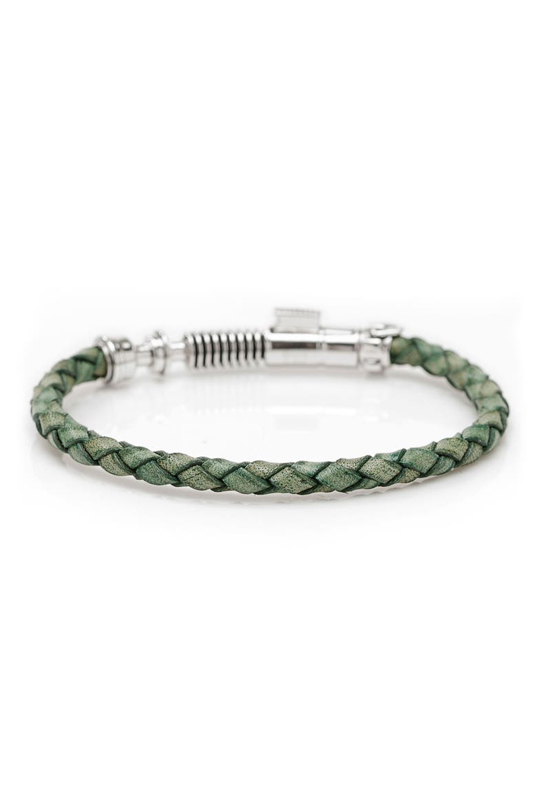 Men's Luke Skywalker Lightsaber Braided Leather Bracelet, Alternate, color, GREEN