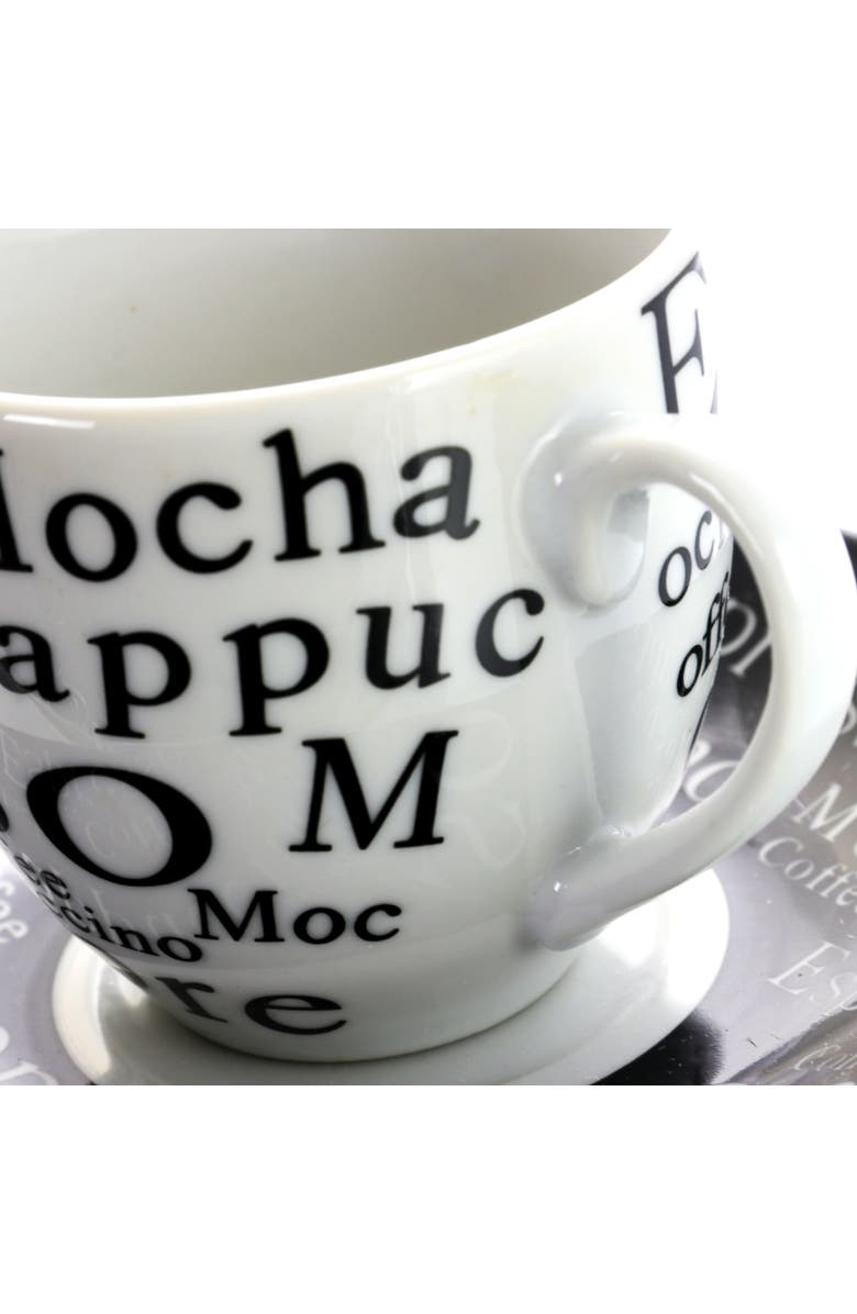 Gibson Espresso 13 Piece Small 3 oz Stoneware Coffee Cup Set with Wire Saucer Cup Rack, Alternate, color, White