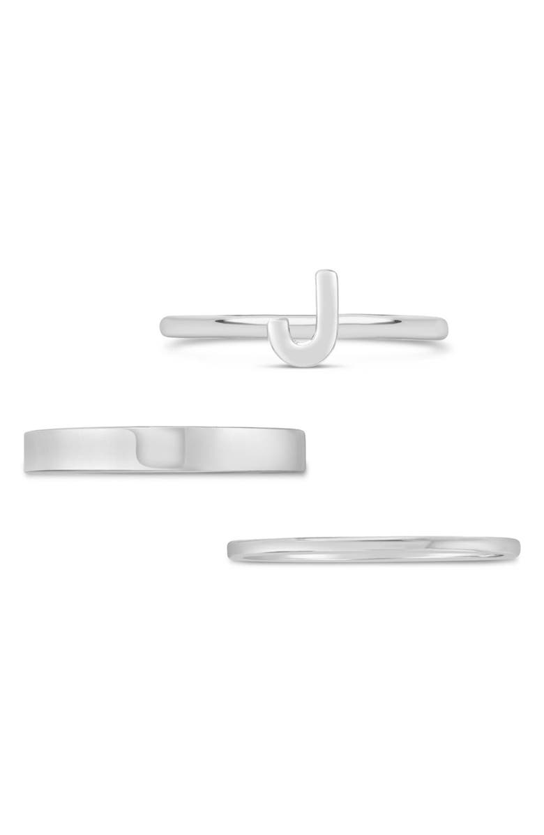 Sterling Forever Sterling Silver Initial Ring - Set of 3 - C, Alternate, color, 
