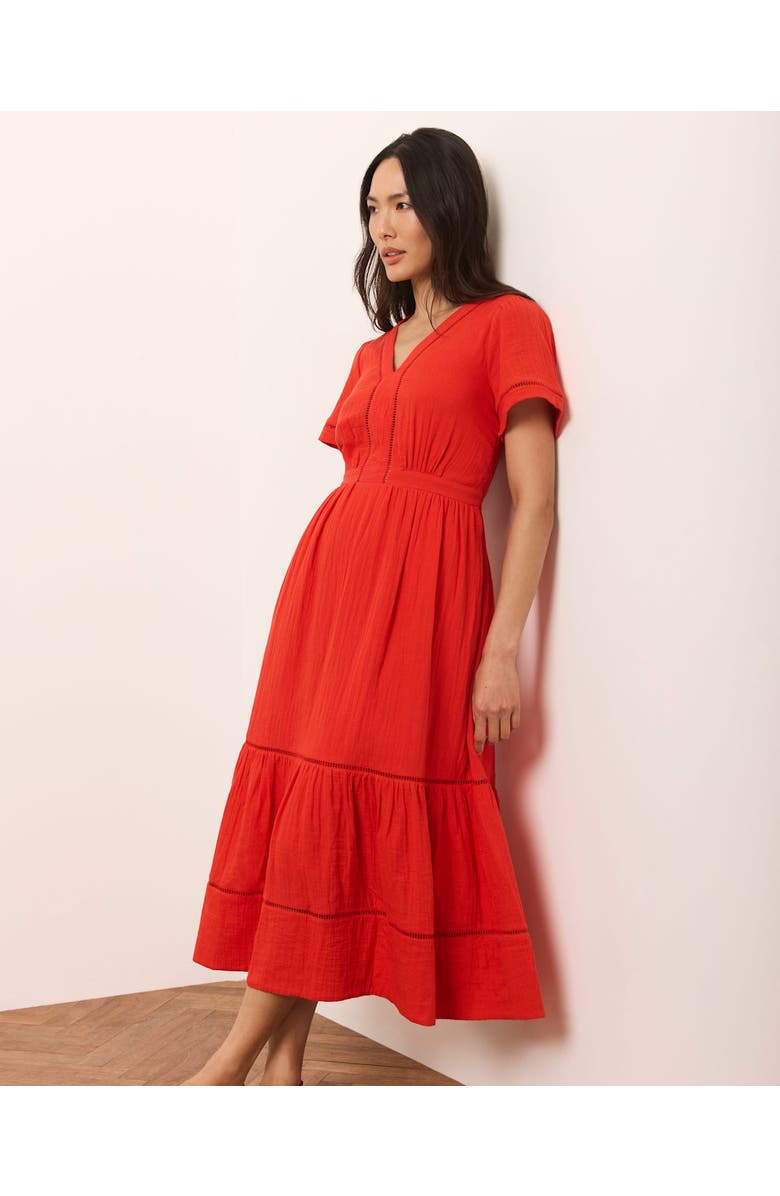 MINT VELVET Cotton Cheesecloth Midi Dress, Alternate, color, Red