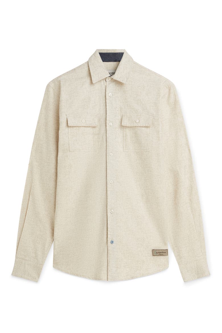 Regular Fit Mélange Button-Up Shirt, Alternate, color, EGGNOG