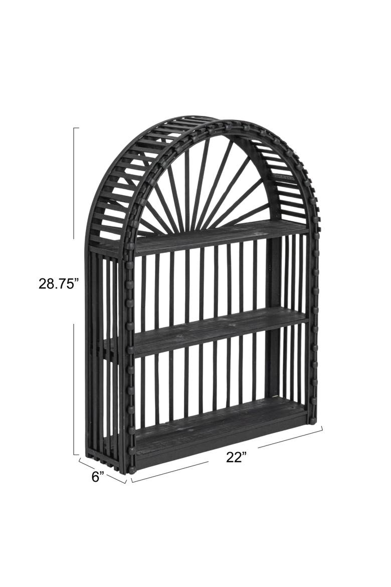 Arched wood and Wood Wall Shelf, Black, Alternate, color, Black