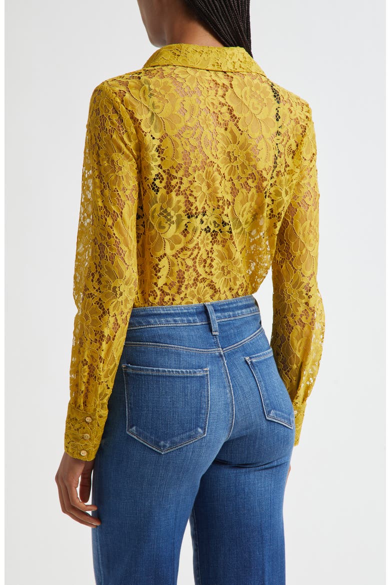 Maia Lace Button-Up Shirt, Alternate, color, CEYLON YELLOW LACE