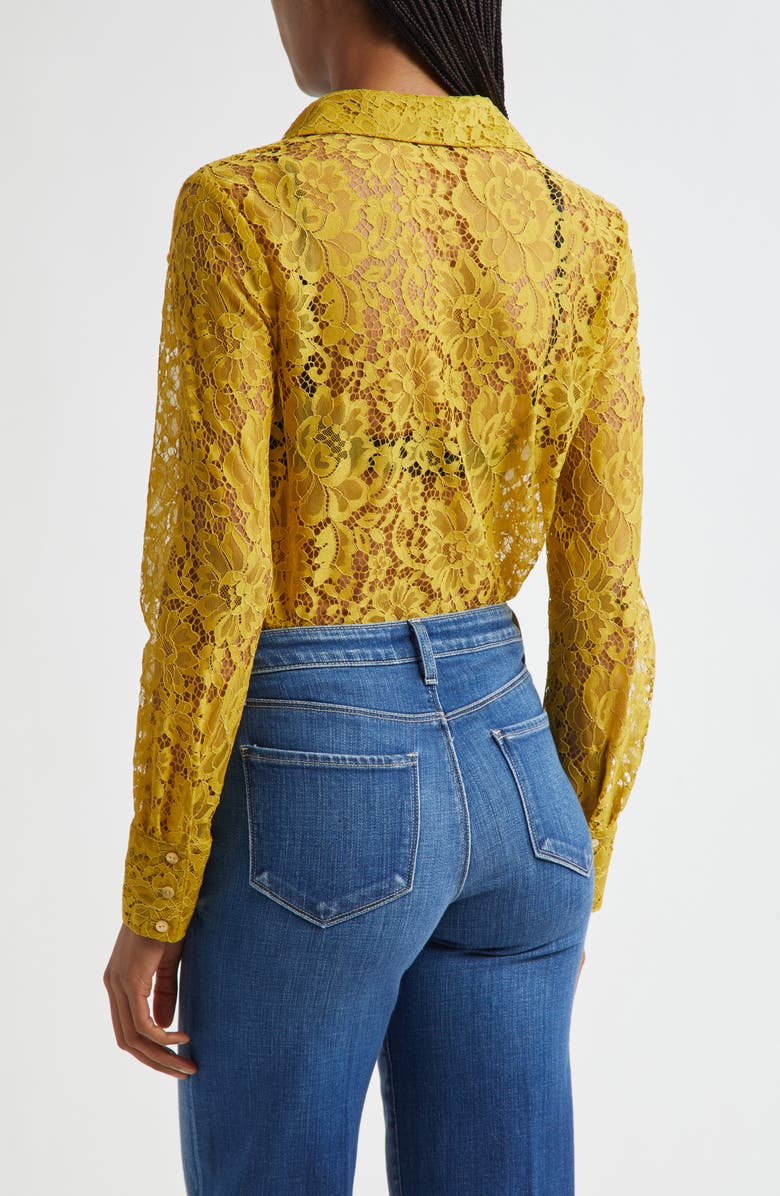 L'AGENCE Maia Lace Button-Up Shirt, Alternate, color, Ceylon Yellow Lace