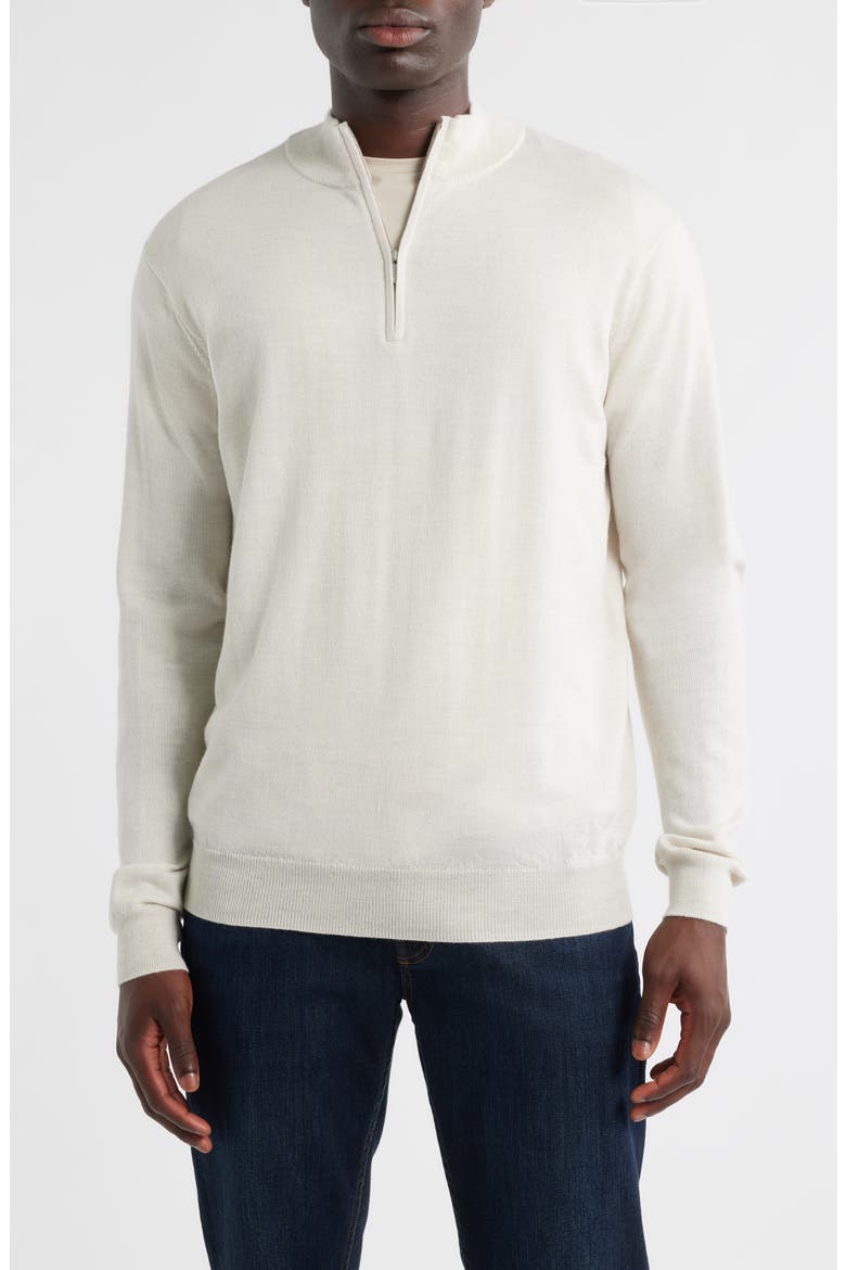 Autumn Crest Merino Wool Blend Quarter Zip Sweater, Main, color, IVORY