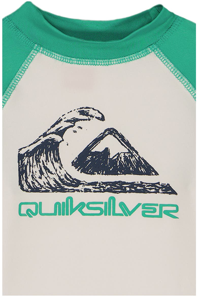 Long Sleeve Rashguard & Swim Trunks Set, Alternate, color, GREEN/ BLUE MULTI