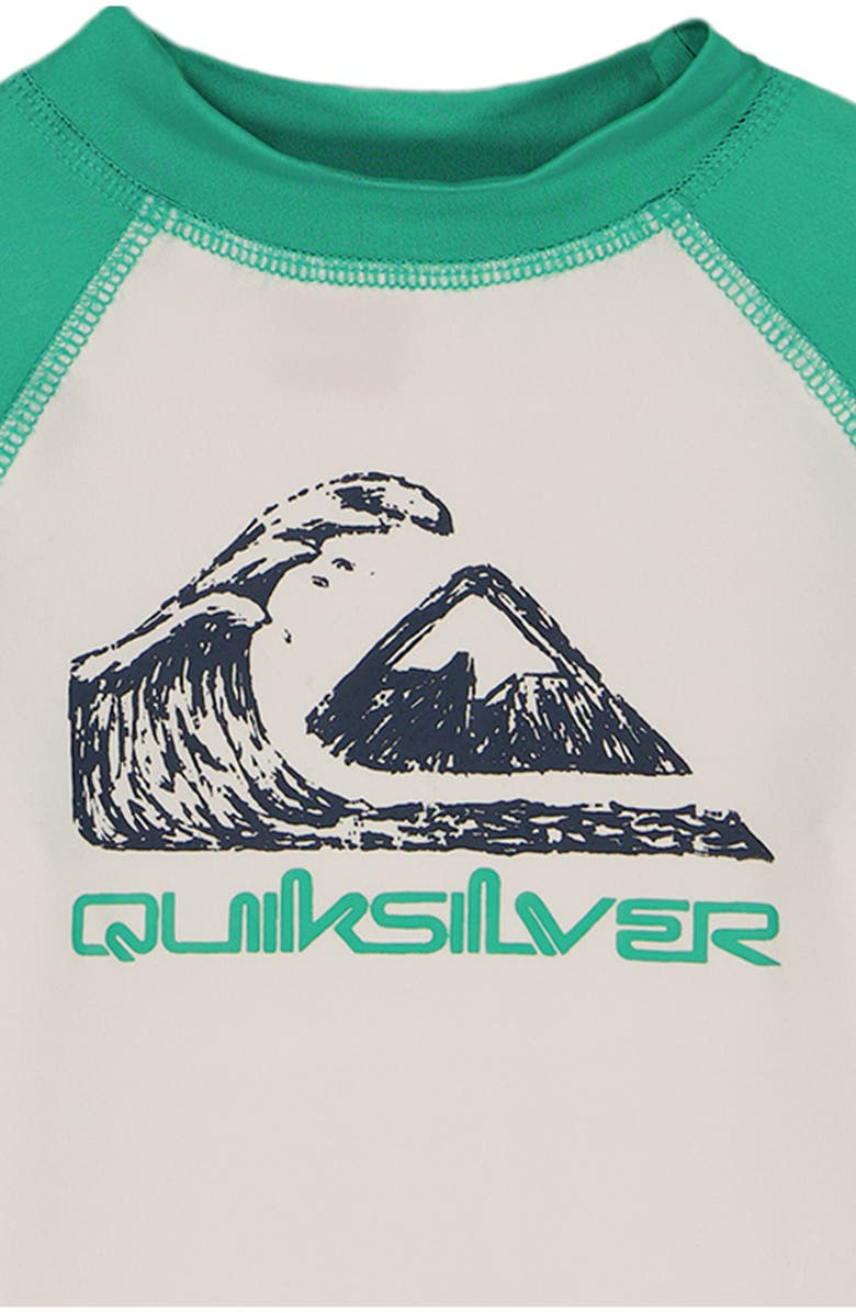 Quiksilver Long Sleeve Rashguard & Swim Trunks Set, Alternate, color, Green/ Blue Multi