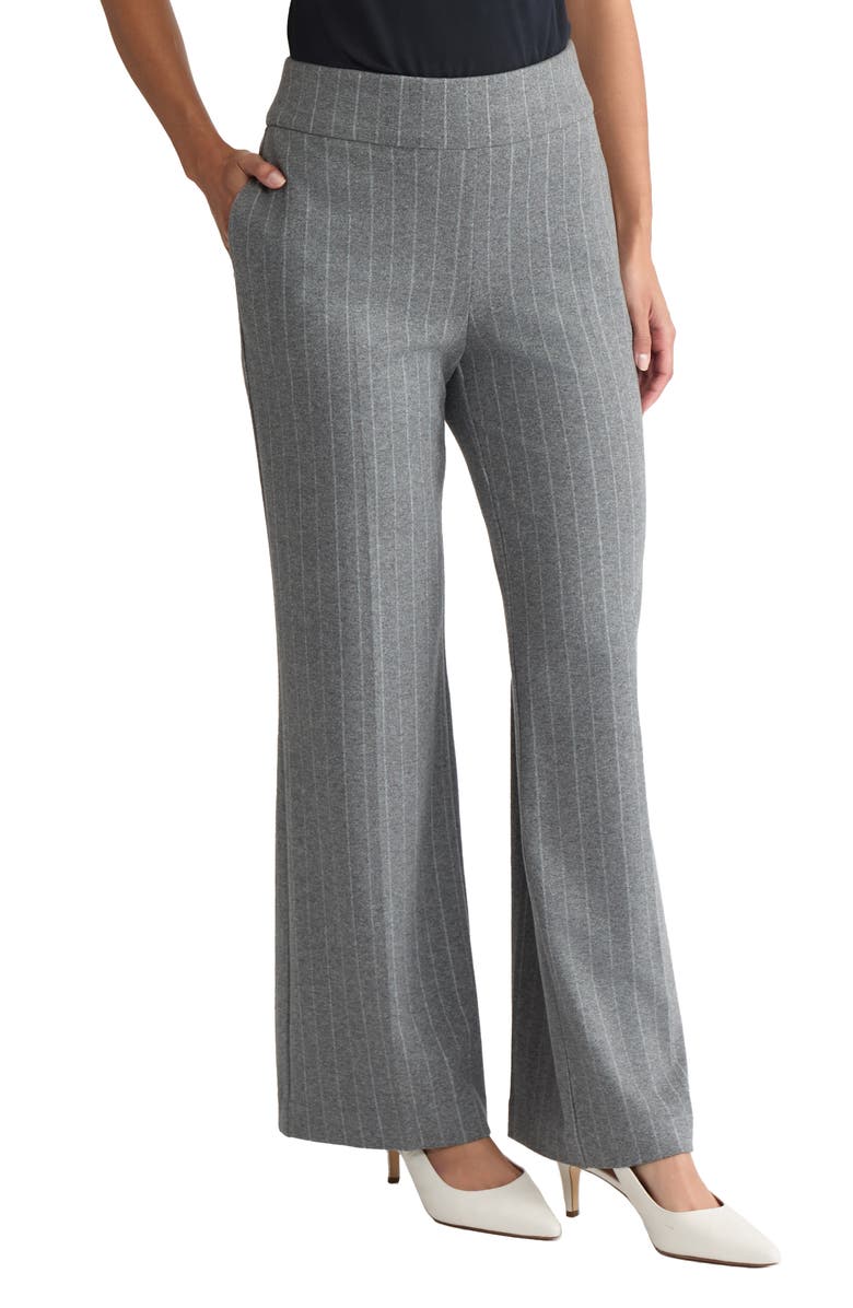 Jones New York Pull-On Wide Leg Pants, Alternate, color, Med Heather Grey/ Jones White
