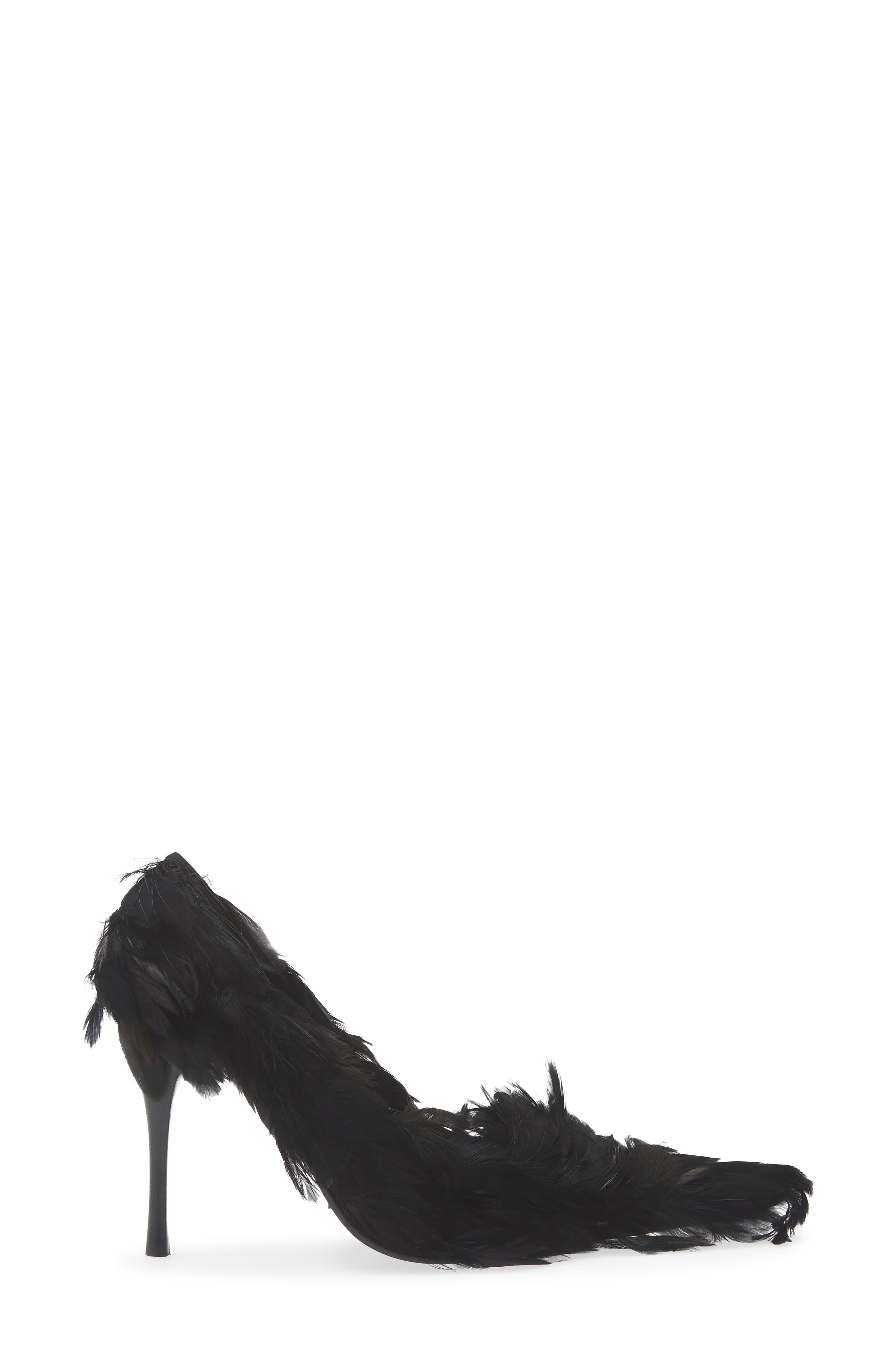 Plumage Pointed Toe Pump, Alternate, color, BLACK