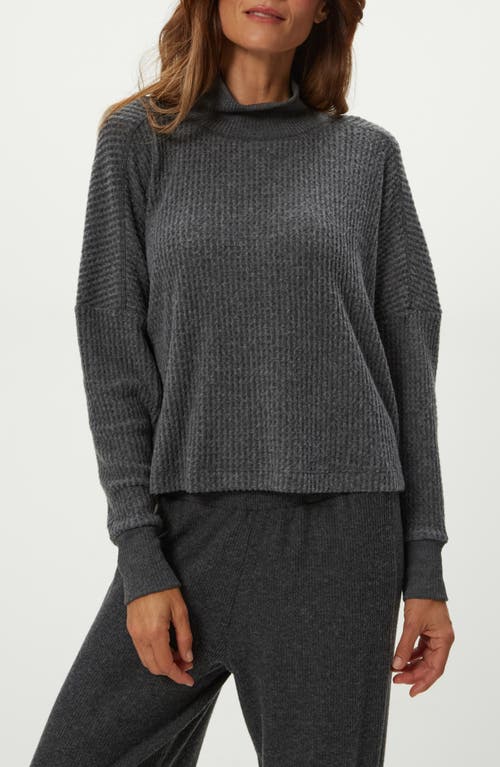 Michael Stars Wynn Waffle Stitch Mock Neck Knit Top In Blue