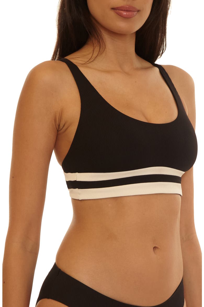 Coast Line Rib Bikini Top, Alternate, color, BLACK/ TAN