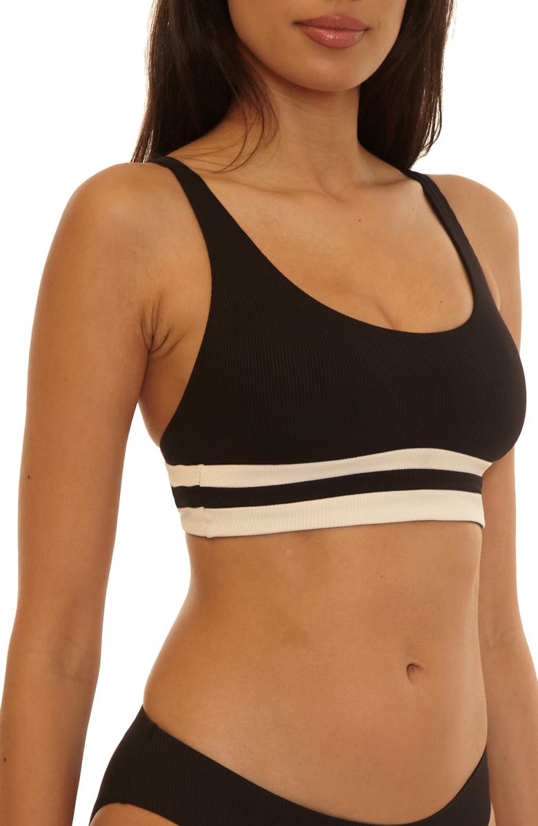 Becca Coast Line Rib Bikini Top, Alternate, color, Black/ Tan