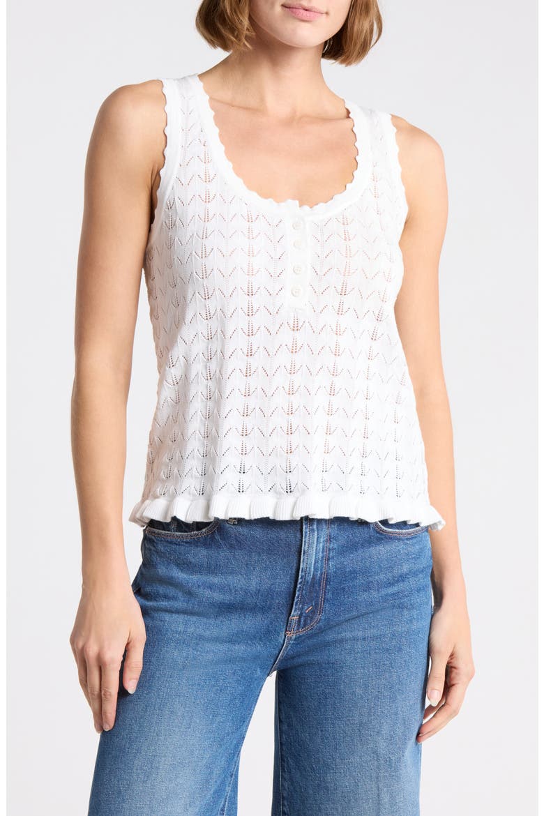 U-Neck Pointelle Sweater Tank, Main, color, NEW WHITE
