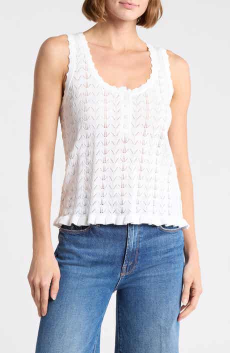 U-Neck Pointelle Sweater Tank