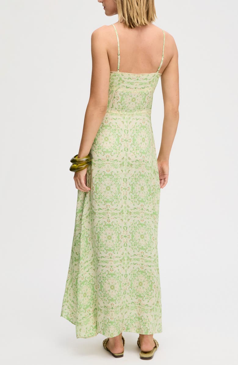 Sam Edelman Lace Trim Maxi Slipdress, Alternate, color, Willow Geo Floral Scarf