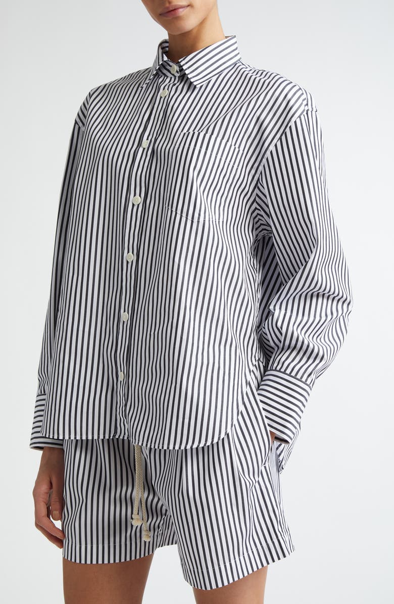 Maria McManus Stripe Oversize Organic Cotton Poplin Button-Up Shirt, Alternate, color,