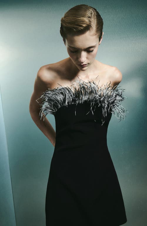 Mango Women's Ostrich Feather Detail Strapless Dress In Black