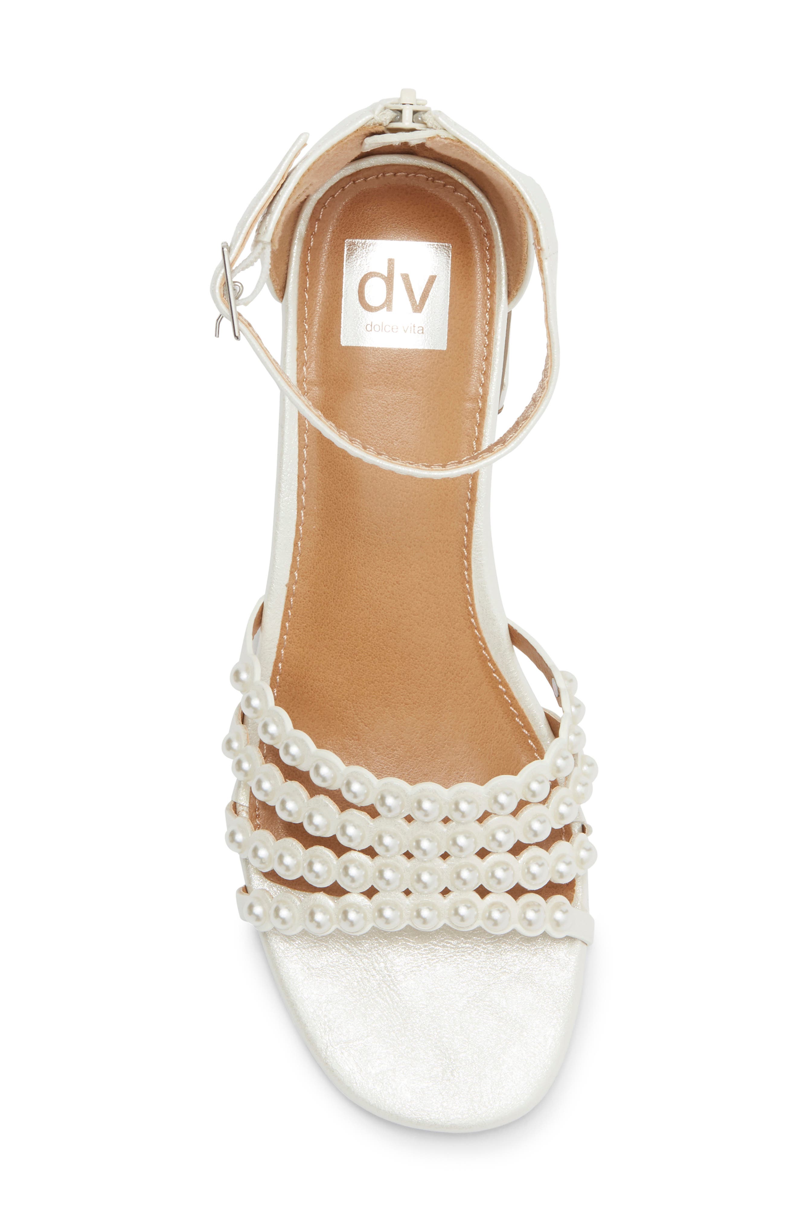 DV by Dolce Vita Kids' Gabbi Faux Pearl Sandal, Alternate, color, White