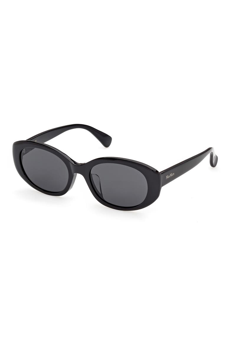54mm Oval Sunglasses, Alternate, color, SHINY BLACK / SMOKE