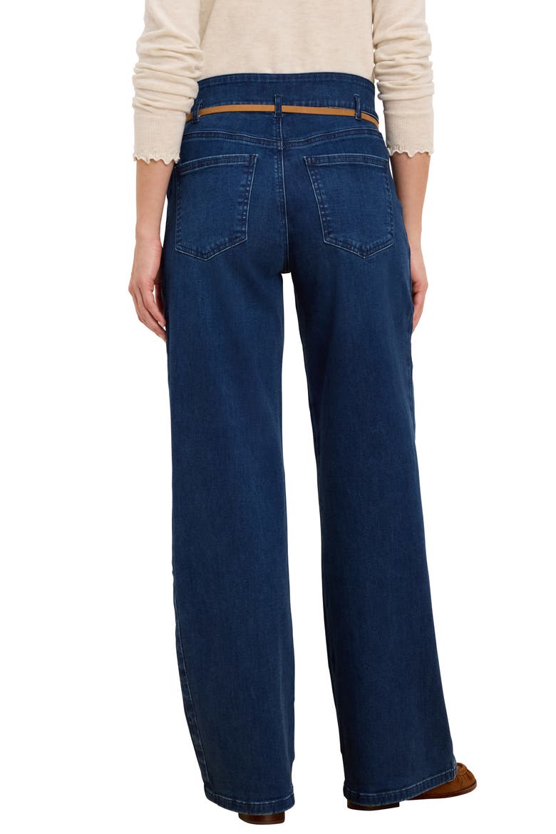 Weekend High Waist Belted Wide Leg Jeans, Alternate, color, HARBOR