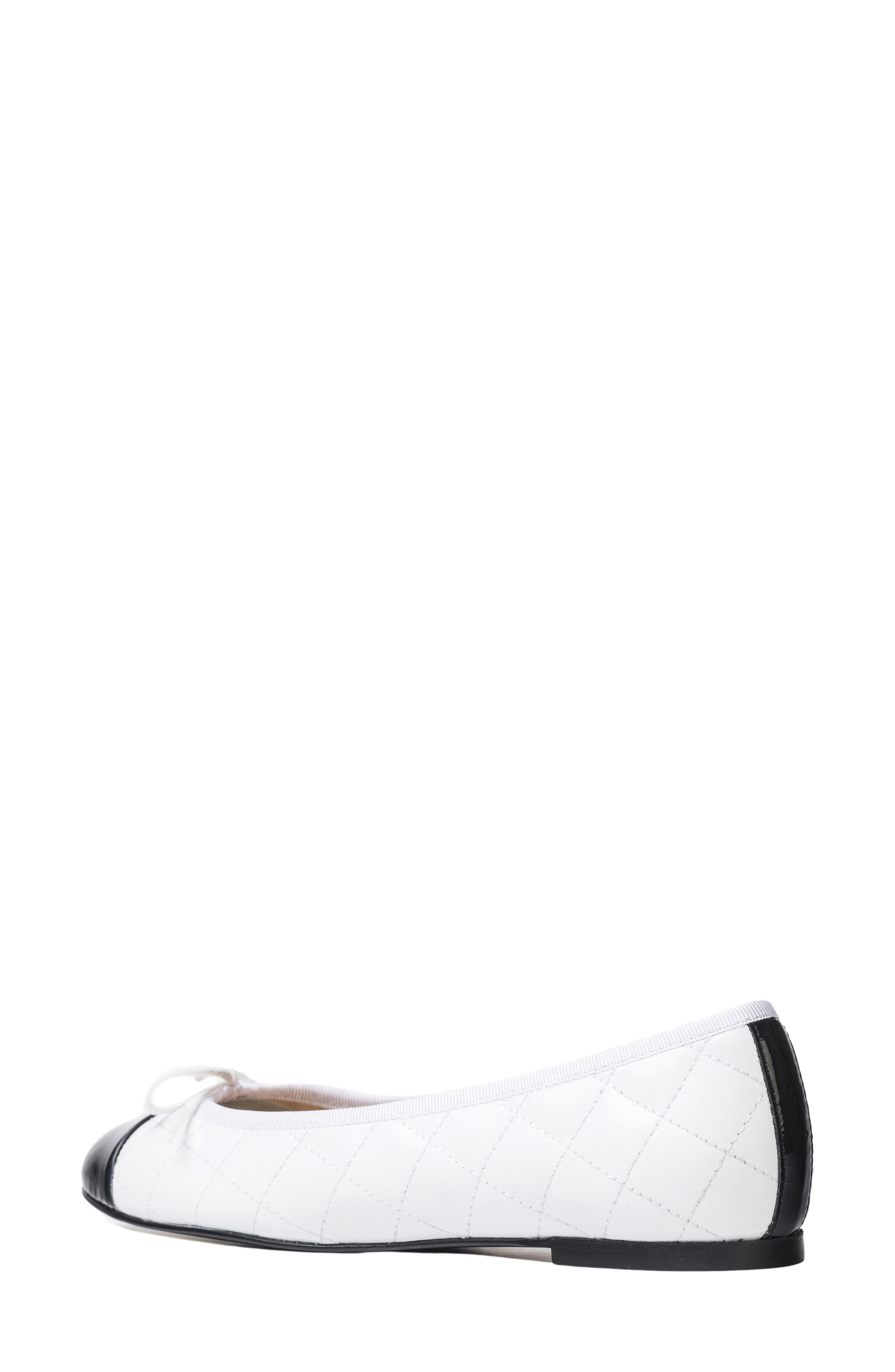 Belle Quilted Ballerina Flat, Alternate, color, WHITE/ BLACK COMBO