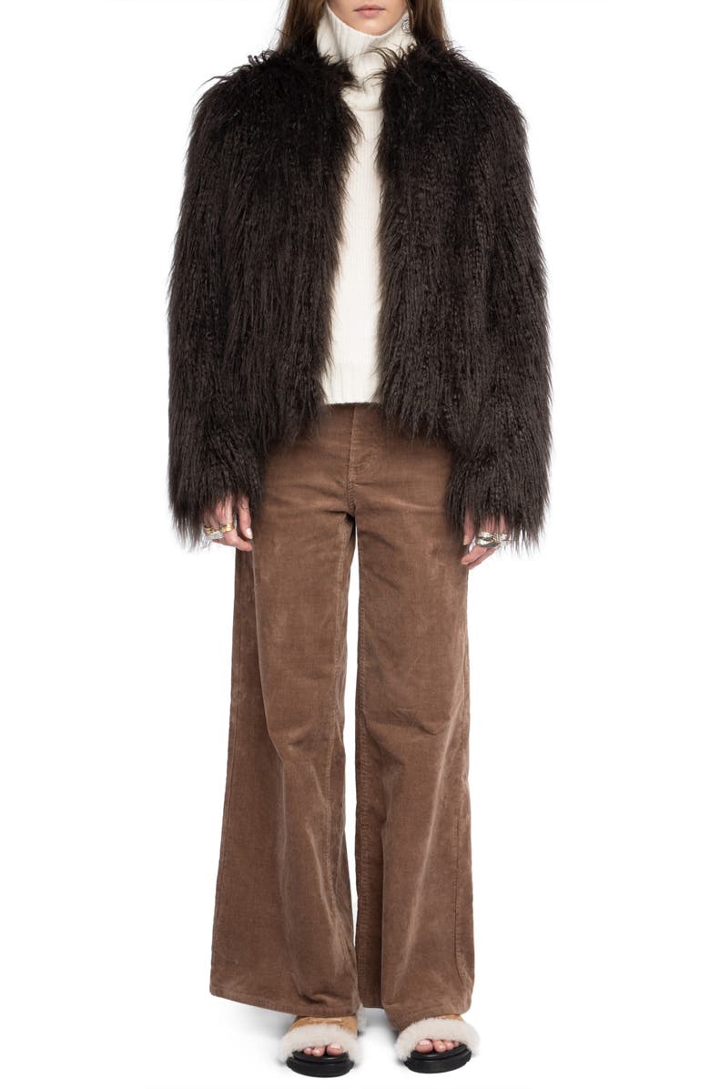 Zadig & Voltaire Freddie Faux Fur Coat, Alternate, color, Dark Chocolate