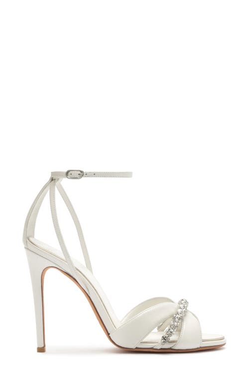 Alexandre Birman Georgina Crystal Ankle Strap Bridal Sandal In White
