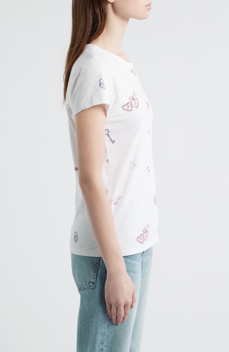rag & bone Valentine Print Pima Cotton T-Shirt, Alternate, color, White Multi