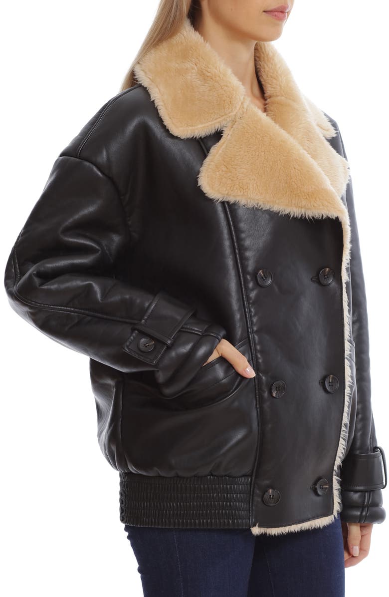 Avec Les Filles Oversize Faux Shearling Aviator Jacket, Alternate, color, 