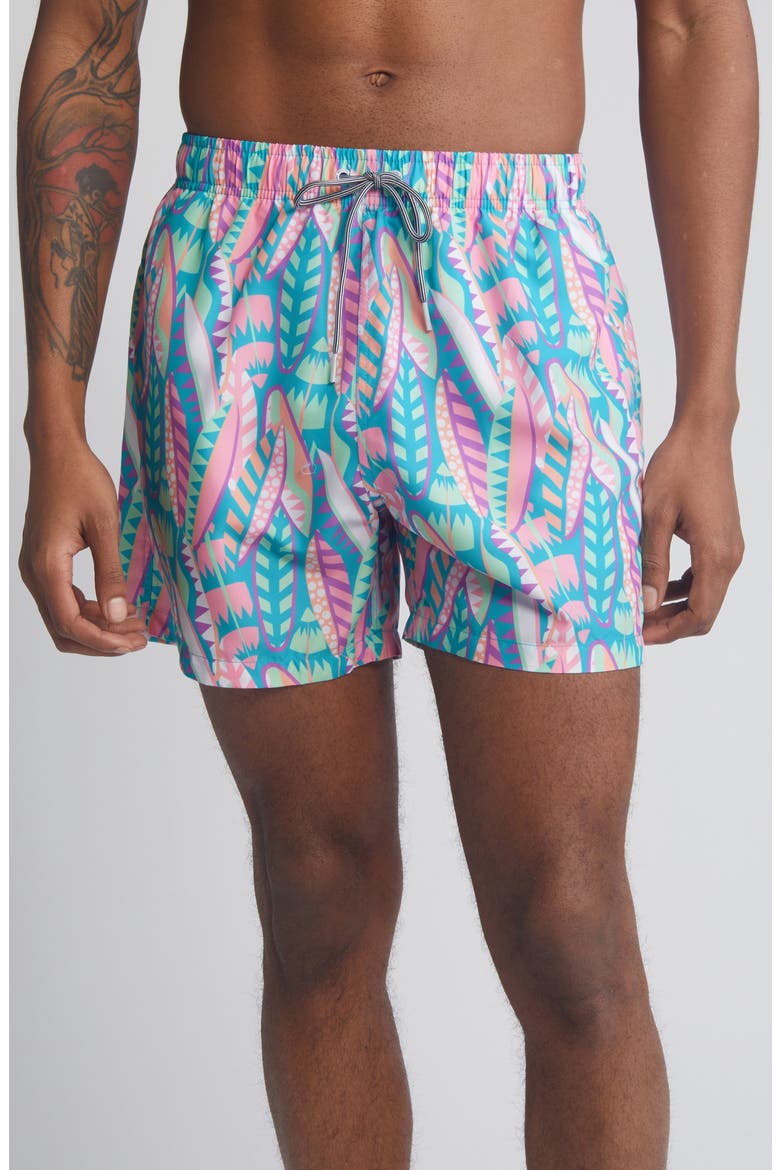 Long Board Mid Length Swim Trunks, Main, color, TEAL