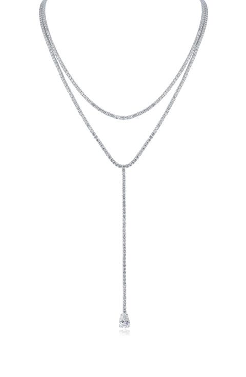 Round Cut Cubic Zirconia Layered Y-Necklace