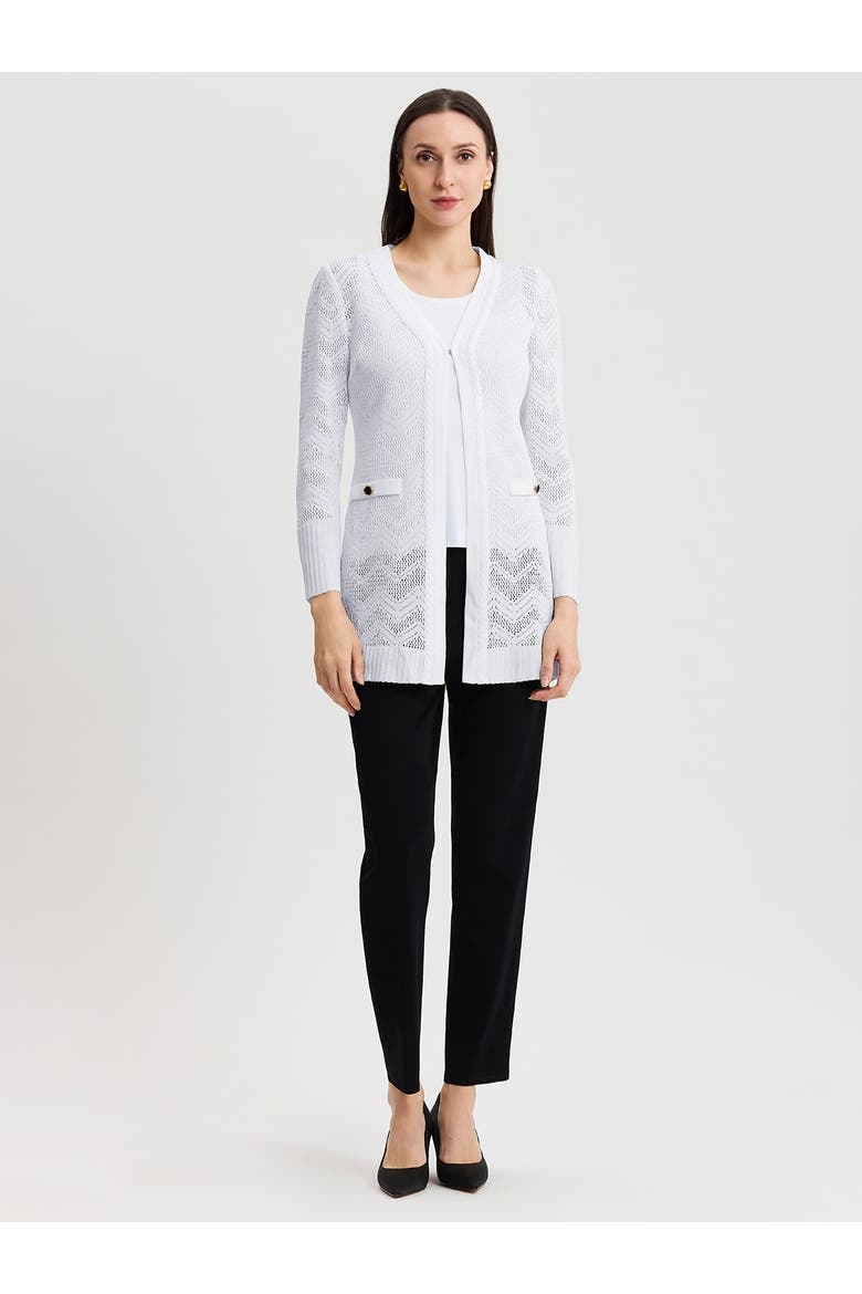 Heritage Pointelle Braided Trim Knit Cardigan, Alternate, color, New Ivory