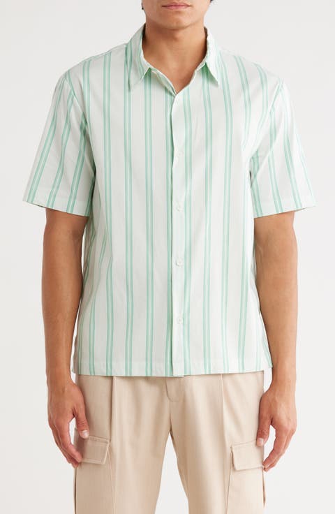 Stripe Short Sleeve Button-Up Shirt