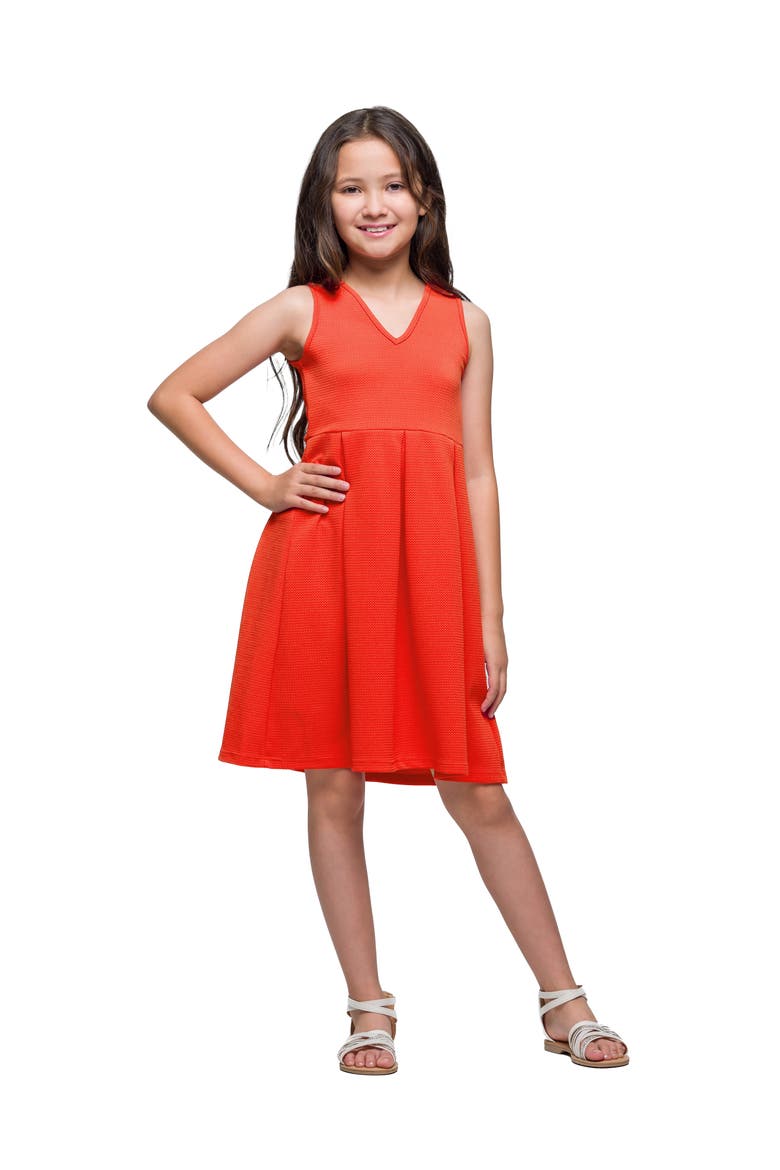 Sleeveless Pleated Party Dress, Main, color, Orange