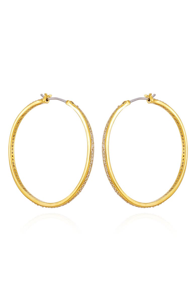 GUESS Cubic Zirconia Hoop Earrings, Main, color, Goldtone