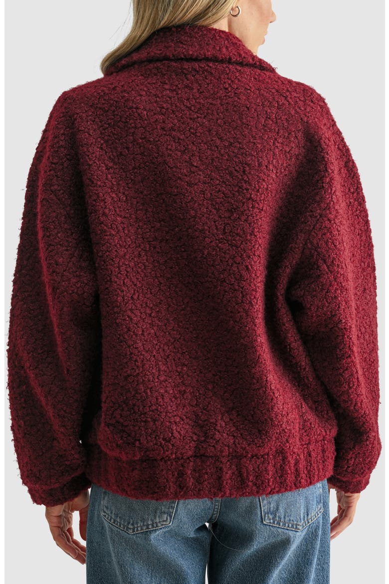 Zip Faux Shearling Jacket, Alternate, color, WINE