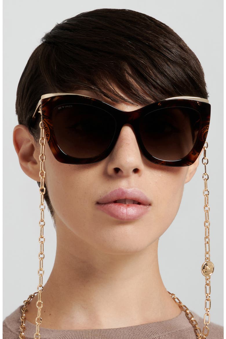 Etrovela 56mm Gradient Cat Eye Sunglasses, Alternate, color, PATTERN HAVANA/ BROWN SF
