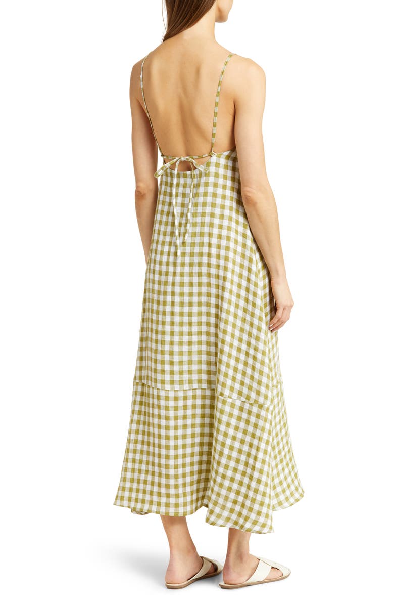 Vitamin A<sup>®</sup> Mari Gingham Linen Cover-Up Maxi Dress, Alternate, color, 