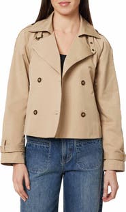 Habitual Belted Cotton Blend Crop Trench Coat