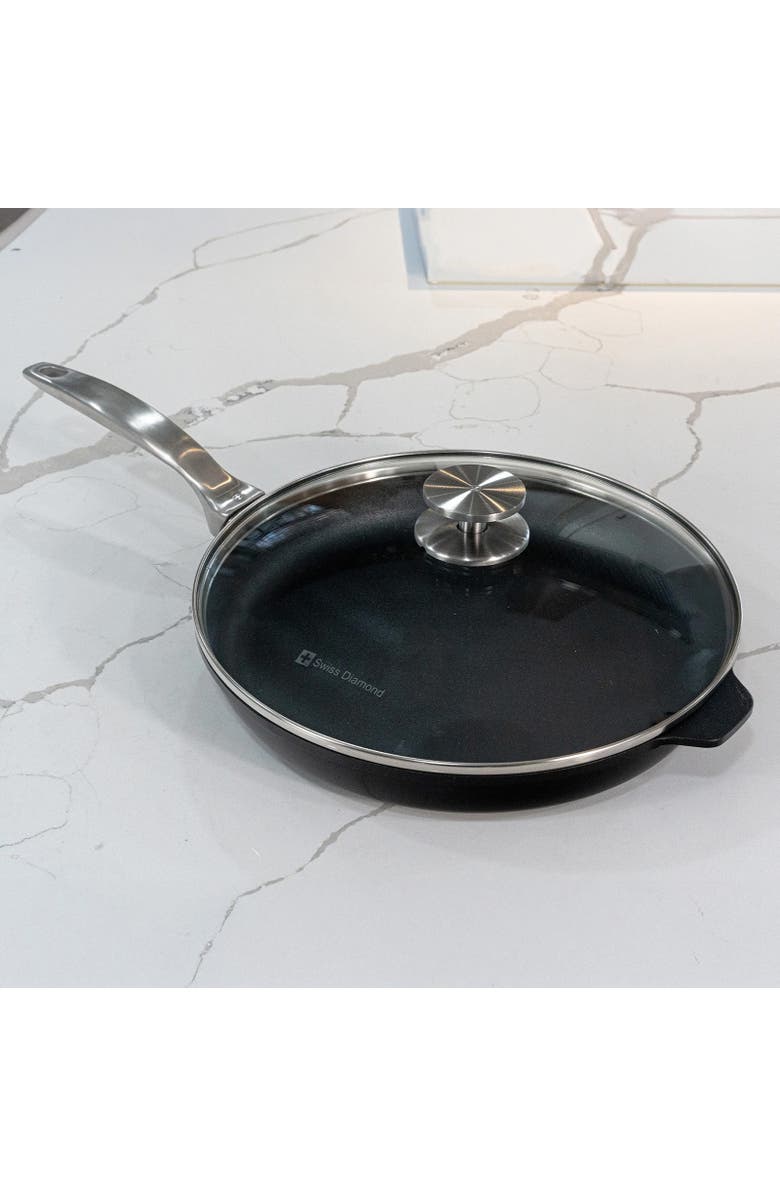 Swiss Diamond CHD Nonstick Fry Pan, 11-Inch with Lid, Alternate, color, Black