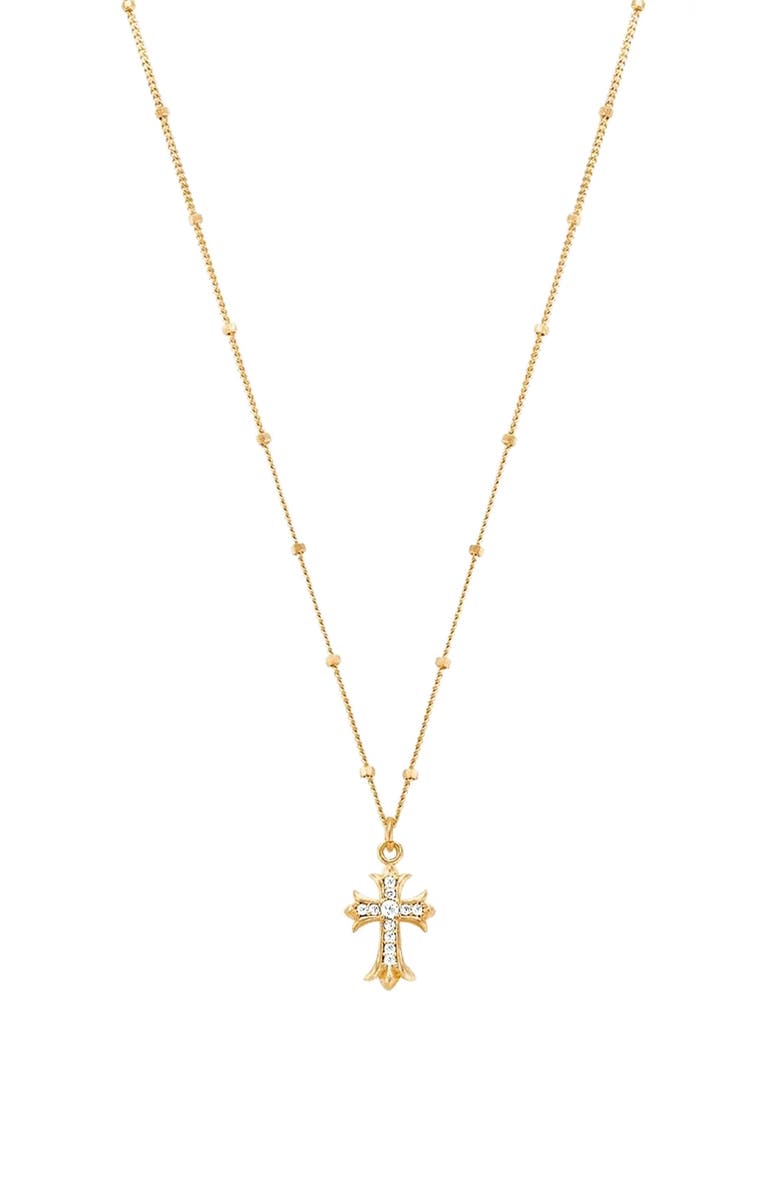 Bearfruit Jewelry Sterling Silver 18k Gold Plated Isla Cross Necklace Holiday Gift Idea, Main, color, Gold