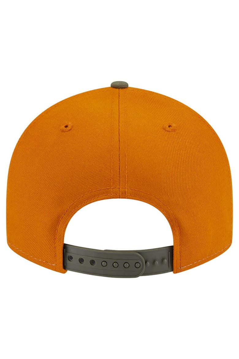 Men's New Era  Olive/Burnt Orange Boston Celtics Two-Tone Color Pack Split Panel 9FIFTY Adjustable Hat, Alternate, color, Olive