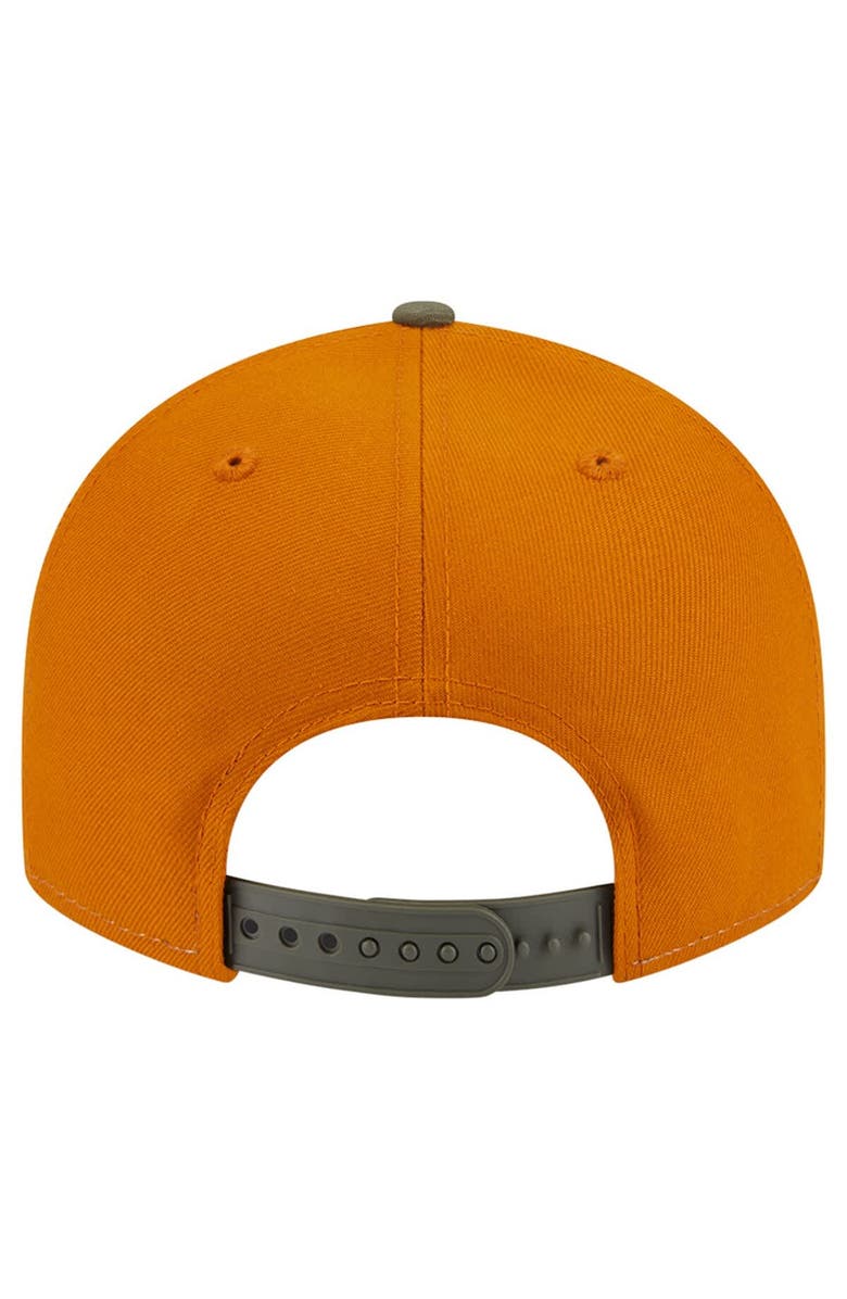 New Era Men
s New Era  Olive/Burnt Orange Boston Celtics Two-Tone Color Pack Split Panel 9FIFTY Adjustable Hat, Alternate, color, Olive