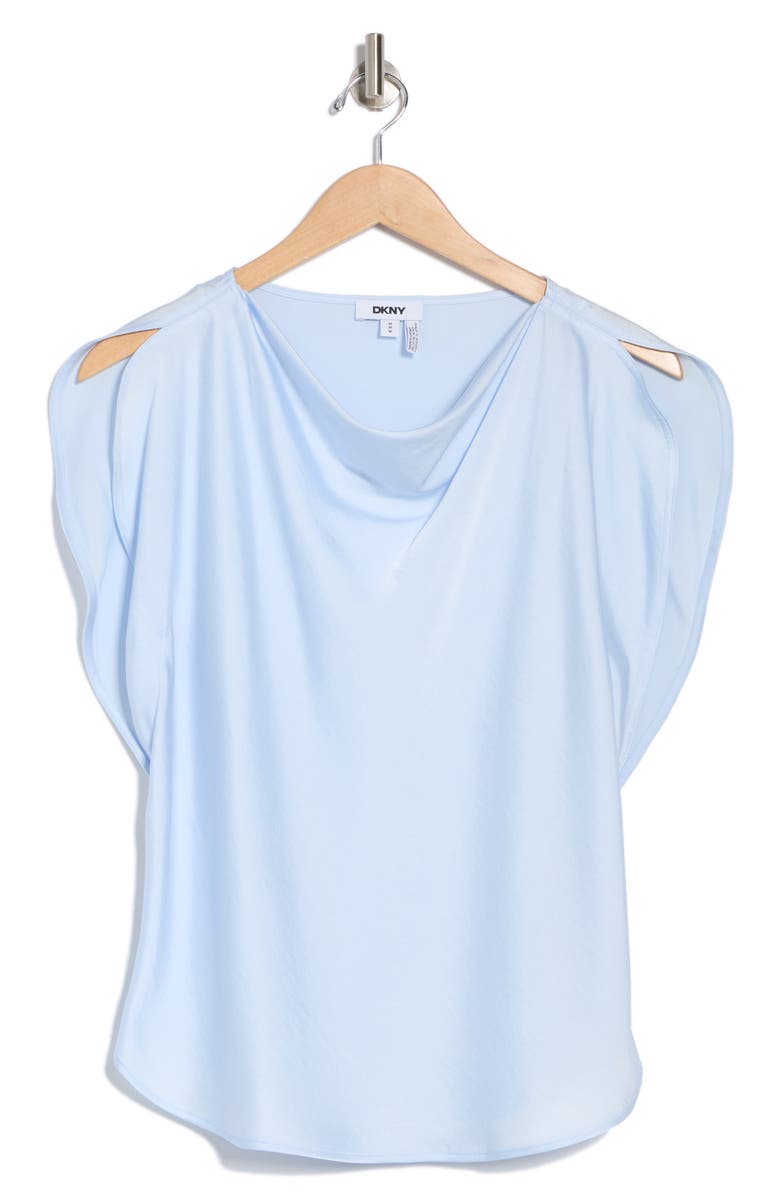 DKNY Flutter Sleeve Top, Alternate, color, Skyway Blue