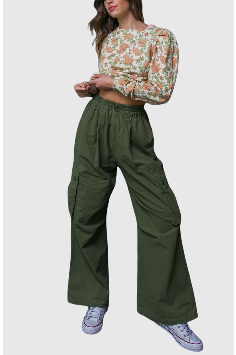 High Waist Wide Leg Cargo Pants, Alternate, color, OLIVE