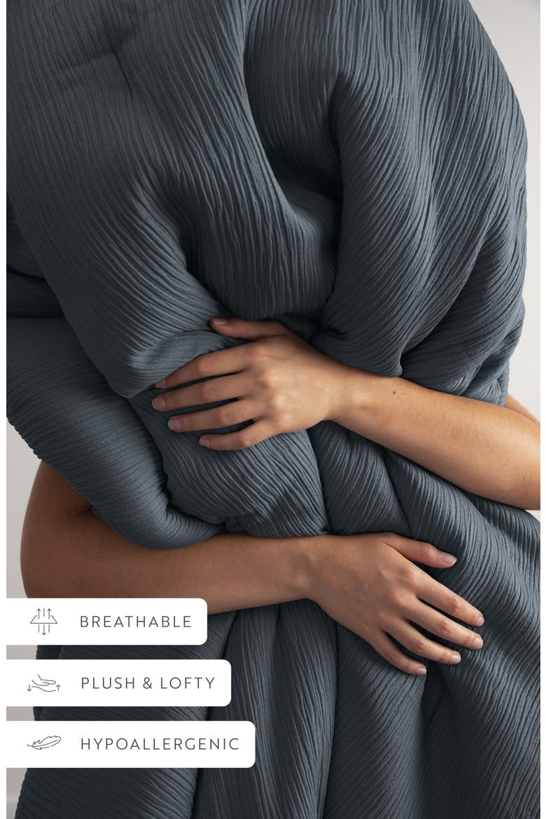 Double Gauze 3-Piece Comforter Set, Alternate, color, SLATE BLUE