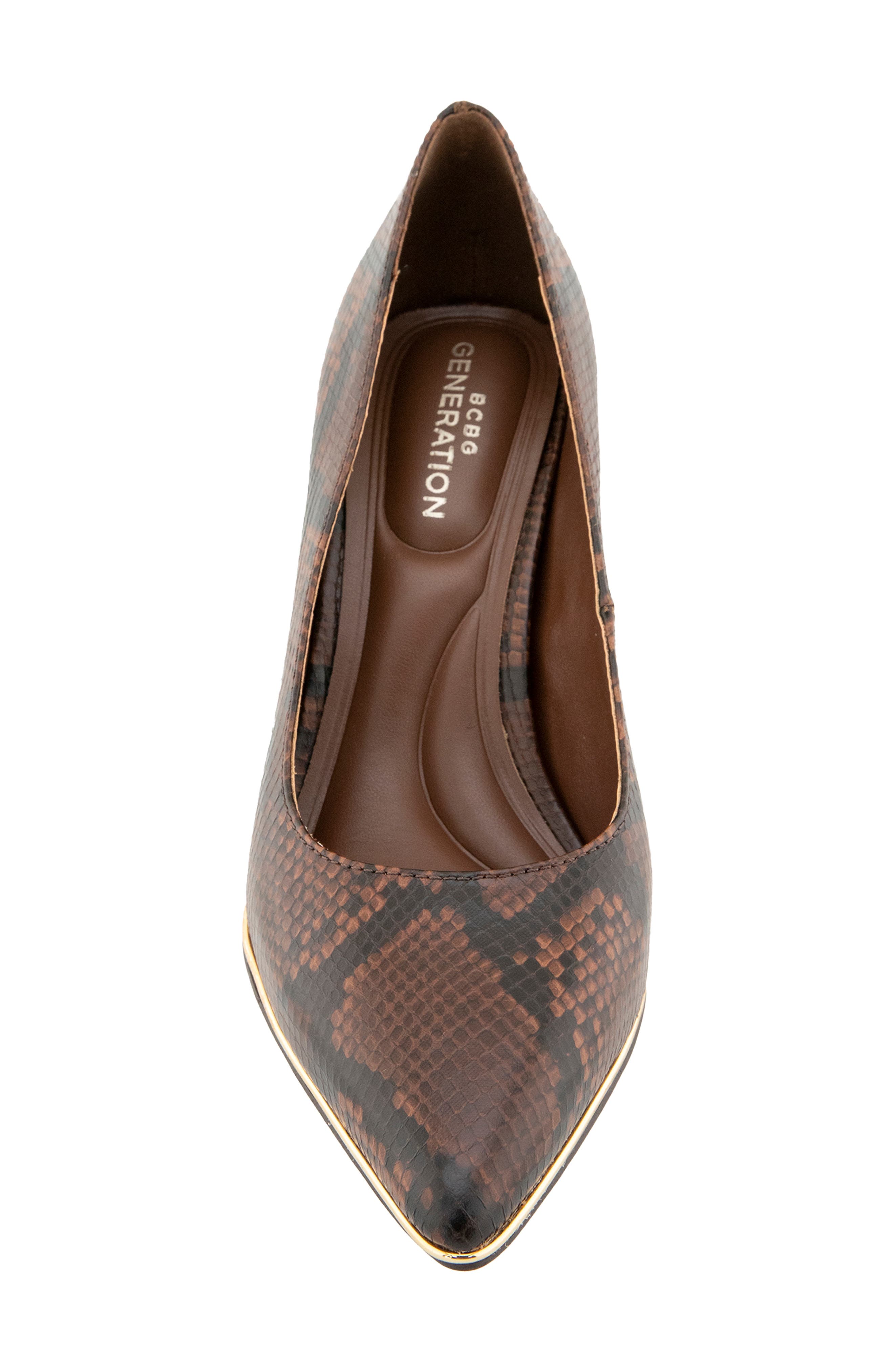 Bixxo Faux Leather Pump, Alternate, color, DARK BROWN SNAKE