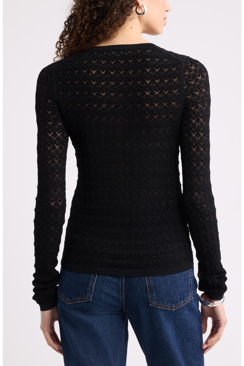 Pointelle Henley, Alternate, color, BLACK