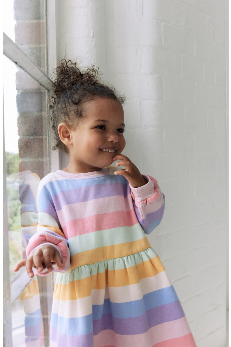 Kids' Stripe Long Sleeve Drop Waist Dress, Alternate, color, MULTI