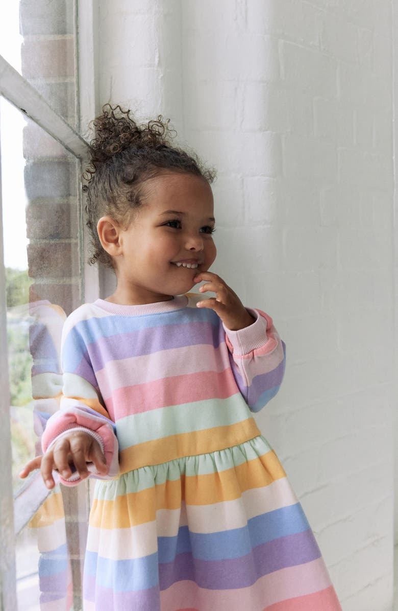 NEXT Kids' Stripe Long Sleeve Drop Waist Dress, Alternate, color, Multi